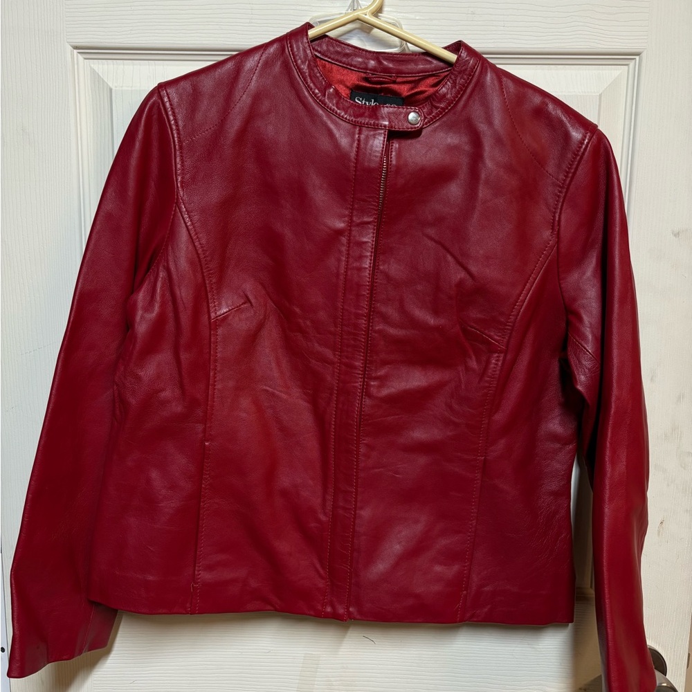 Style & Co. Women's Red Leather Jacket